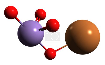 Téléchargez les photos : Image 3D de la formule squelettique du permanganate de potassium - structure chimique moléculaire d'un composé inorganique isolé sur fond blanc - en image libre de droit