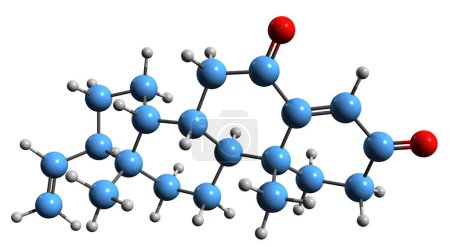 Photo for 3D image of Pregnadienedione skeletal formula - molecular chemical structure of synthetic pheromone isolated on white background - Royalty Free Image