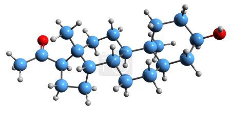 Téléchargez les photos : Image 3D de la formule squelettique du prénanediol - structure chimique moléculaire du produit métabolique de la progestérone isolée sur fond blanc - en image libre de droit