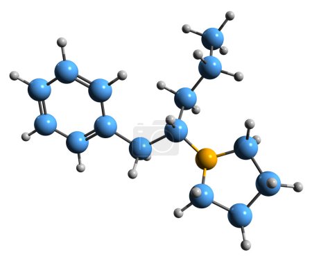 Téléchargez les photos : Image 3D de la formule squelettique de Prolintane - structure chimique moléculaire du stimulant isolé sur fond blanc - en image libre de droit