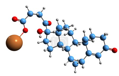 Téléchargez les photos : Image 3D de la formule squelettique du prorénoate de potassium - structure chimique moléculaire de l'antiminéralocorticoïde stéroïdien synthétique isolé sur fond blanc - en image libre de droit