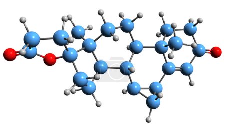 Foto de Imagen 3D de la fórmula esquelética de Prorenone - estructura química molecular del antimineralocorticoide esteroideo aislado sobre fondo blanco - Imagen libre de derechos