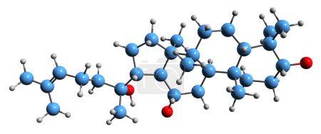 Téléchargez les photos : Image 3D de la formule squelettique de Protopanaxadiol - structure chimique moléculaire du ginsénoside isolé sur fond blanc - en image libre de droit