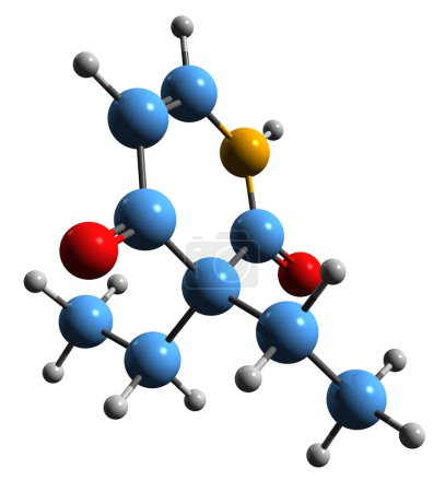 Foto de Imagen 3D de la fórmula esquelética de piritildiona - estructura química molecular de la droga psicoactiva aislada sobre fondo blanco - Imagen libre de derechos
