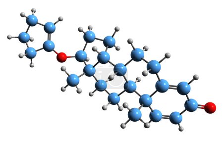 Foto de Imagen 3D de la fórmula esquelética de Quinbolone: estructura química molecular de andrógenos y esteroides anabólicos aislados sobre fondo blanco - Imagen libre de derechos