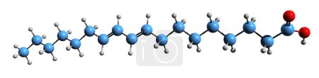 Foto de Imagen 3D de la fórmula esquelética del ácido ruménico - estructura química molecular del ácido bovinico aislado sobre fondo blanco - Imagen libre de derechos