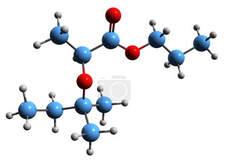 Téléchargez les photos : Image 3D de la formule squelettique sclaréolée - structure chimique moléculaire du Linalool floral isolé sur fond blanc - en image libre de droit