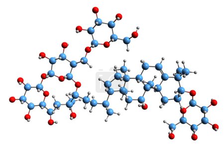 Téléchargez les photos : Image 3D de la formule squelettique Siamenoside I - structure chimique moléculaire de l'édulcorant naturel isolé sur fond blanc - en image libre de droit