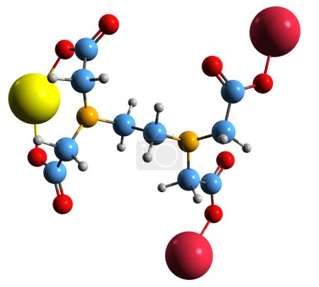 Foto de Imagen 3D de Fórmula esquelética de edetato de calcio sódico - estructura química molecular de edetato de calcio disódico aislado sobre fondo blanco - Imagen libre de derechos