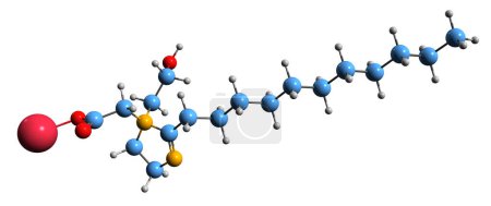 Téléchargez les photos : Image 3D de la formule squelettique Lauroamphoacétate de sodium - structure chimique moléculaire d'un tensioactif zwitterionique isolé sur fond blanc - en image libre de droit