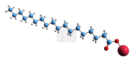 Téléchargez les photos : Image 3D de la formule squelettique stéarate de sodium - structure chimique moléculaire du tensioactif Octadécanoate de sodium isolé sur fond blanc - en image libre de droit