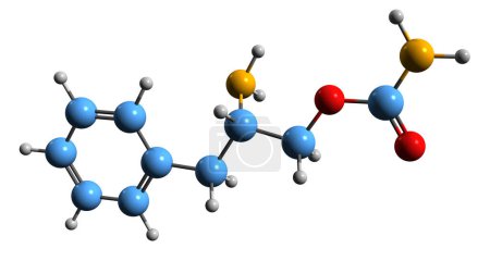 Téléchargez les photos : Image 3D de la formule squelettique de Solriamfetol - structure chimique moléculaire du médicament favorisant l'éveil isolé sur fond blanc - en image libre de droit