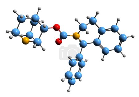 Photo for 3D image of Solifenacin skeletal formula - molecular chemical structure of  overactive bladder medication isolated on white background - Royalty Free Image