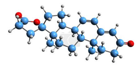 Foto de Imagen 3D de la fórmula esquelética de Spirolactone - estructura química molecular del antimineralocorticoide de espirolactona aislado sobre fondo blanco - Imagen libre de derechos