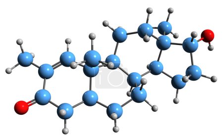 Foto de Imagen 3D de la fórmula esquelética de Stenbolone - estructura química molecular del esteroide anabolicandrogénico aislado sobre fondo blanco - Imagen libre de derechos