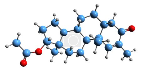 Téléchargez les photos : Image 3D de la formule squelettique d'acétate de Stenbolone - structure chimique moléculaire de stéroïde anabolisant isolé sur fond blanc - en image libre de droit