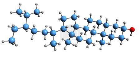 Photo for 3D image of stigmastanol skeletal formula - molecular chemical structure of  phytosterol sitostanol isolated on white background - Royalty Free Image