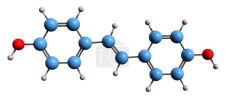 Foto de Imagen 3D de la fórmula esquelética de Stilbestrol - estructura química molecular del estrógeno no esteroideo estilbenoide aislado sobre fondo blanco - Imagen libre de derechos