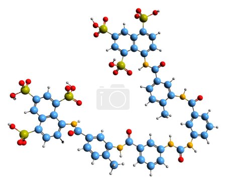 Photo for 3D image of Suramin skeletal formula - molecular chemical structure of African sleeping sickness  medication isolated on white background - Royalty Free Image