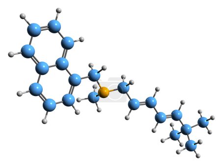 Téléchargez les photos : Image 3D de la formule squelettique Terbinafine - structure chimique moléculaire du médicament antifongique isolé sur fond blanc - en image libre de droit
