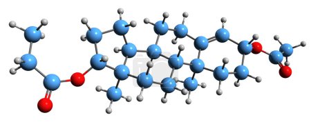 Téléchargez les photos : Image 3D de la formule squelettique de propionate d'acétate de testostérone - structure chimique moléculaire du stéroïde anabolisant androgène synthétique isolé sur fond blanc - en image libre de droit