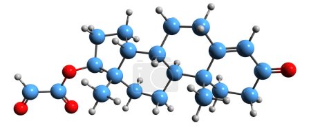 Foto de Imagen 3D de fórmula esquelética de formiato de testosterona - estructura química molecular de carboxilato de testosterona aislado sobre fondo blanco - Imagen libre de derechos