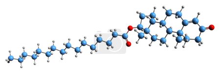 Téléchargez les photos : Image 3D de la formule squelettique palmitate de testostérone structure chimique moléculaire de l'hexadécanoate de testostérone isolé sur fond blanc - en image libre de droit