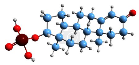 Téléchargez les photos : Image 3D de la formule squelettique de phosphate de testostérone structure chimique moléculaire d'androgène et de stéroïde anabolisant isolé sur fond blanc - en image libre de droit