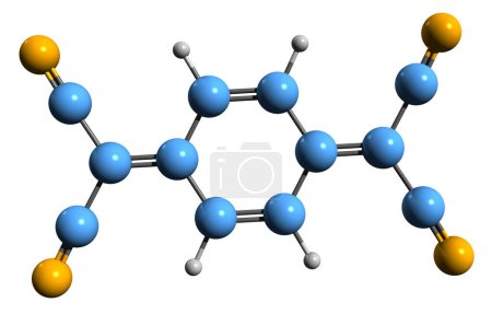 Foto de Imagen 3D de la fórmula esquelética de tetracianoquinodimetano - estructura química molecular del compuesto orgánico TCNQ aislado sobre fondo blanco - Imagen libre de derechos