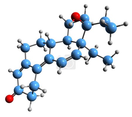 Foto de Imagen 3D de la fórmula esquelética de tetrahidrogestrinona: estructura química molecular de THG aislada sobre fondo blanco - Imagen libre de derechos
