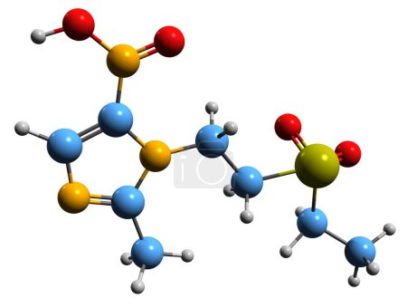 Foto de Imagen en 3D de la fórmula esquelética de tinidazol: estructura química molecular del fármaco antiprotozoario aislado sobre fondo blanco - Imagen libre de derechos
