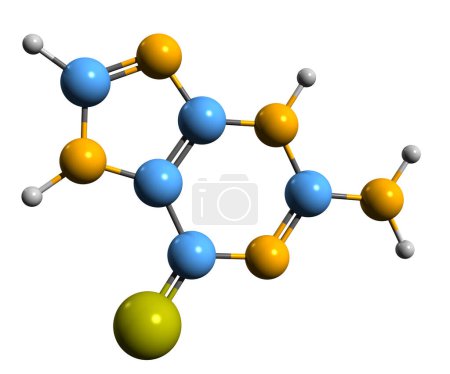 Photo for 3D image of Tioguanine skeletal formula - molecular chemical structure of anticancer medicament isolated on white background - Royalty Free Image