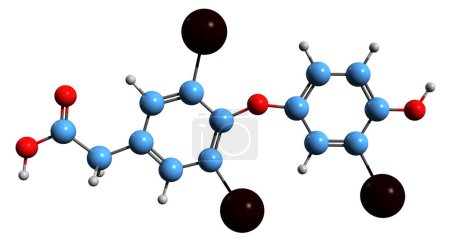 Photo for 3D image of Tiratricol skeletal formula - molecular chemical structure of  triiodothyroacetic acid isolated on white background - Royalty Free Image