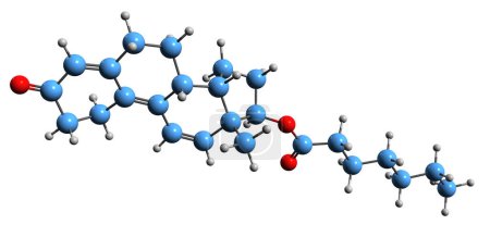 Foto de Imagen 3D de la fórmula esquelética del enantato de Trenbolone - estructura química molecular del esteroide anabolicandrogenic aislado sobre fondo blanco - Imagen libre de derechos