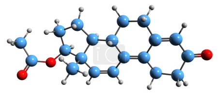 Foto de Imagen 3D de la fórmula esquelética acetato de trembolona - estructura química molecular de andrógenos y esteroides anabólicos aislados sobre fondo blanco - Imagen libre de derechos