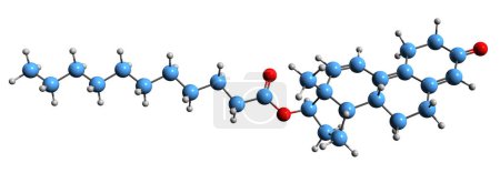 Téléchargez les photos : Image 3D de la formule squelettique undecanoate de trenbolone - structure chimique moléculaire de stéroïde anabolicandrogène isolé sur fond blanc - en image libre de droit