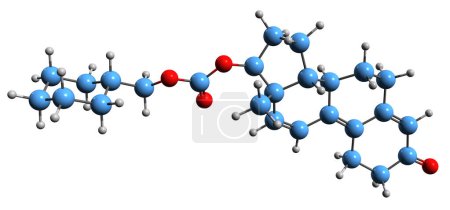 Téléchargez les photos : Image 3D de Trenbolone hexahydrobenzylcarbonate formule squelettique - structure chimique moléculaire de stéroïde anabolicandrogène isolé sur fond blanc - en image libre de droit