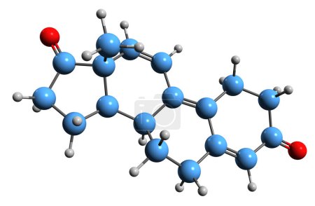 Téléchargez les photos : Image 3D de Trendione formule squelettique structure chimique moléculaire de prohormone androgène isolé sur fond blanc - en image libre de droit