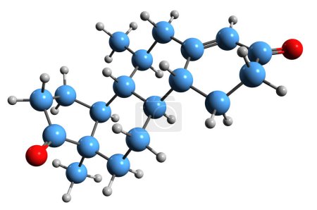 Téléchargez les photos : Image 3D de la formule squelettique de la trestione - structure chimique moléculaire de stéroïde anabolisant androgène synthétique isolé sur fond blanc - en image libre de droit