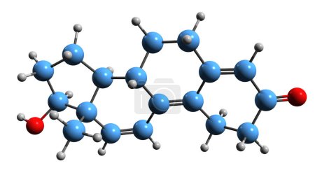 Téléchargez les photos : Image 3D de la formule squelettique de trenbolone - structure chimique moléculaire des androgènes et des stéroïdes anabolisants isolés sur fond blanc - en image libre de droit