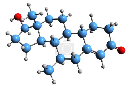Téléchargez les photos : Image 3D de la formule squelettique de Trestolone - structure chimique moléculaire de stéroïde androgène-anabolisant expérimental isolé sur fond blanc - en image libre de droit