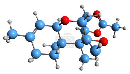Foto de Imagen 3D de la fórmula esquelética de tricodermina - estructura química molecular del fungicida biológico Trichoderonina aislada sobre fondo blanco - Imagen libre de derechos
