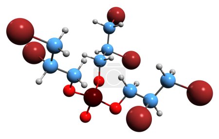 Foto de Imagen 3D de la fórmula esquelética Fyrol HB 32: estructura química molecular del Tris ignífugo aislado sobre fondo blanco - Imagen libre de derechos