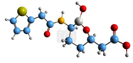 Foto de Imagen 3D de la fórmula esquelética de Vaborbactam: estructura química molecular del inhibidor de la beta-lactamasa aislado sobre fondo blanco - Imagen libre de derechos