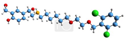 Téléchargez les photos : Image 3D de la formule squelettique Vilanterol - structure chimique moléculaire du bronchodilatateur ultra-LABA isolé sur fond blanc - en image libre de droit