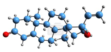 Photo for 3D image of Vinyltestosterone skeletal formula - molecular chemical structure of synthetic anabolicandrogenic steroid isolated on white background - Royalty Free Image