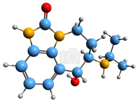 Téléchargez les photos : Image 3D de la formule squelettique de Zilpaterol - structure chimique moléculaire des agonistes bêta-2-adrénergiques isolés sur fond blanc - en image libre de droit