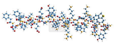 Foto de Imagen 3D de la fórmula esquelética hormonal adrenocorticotrópica - estructura química molecular de la adrenocorticotropina aislada sobre fondo blanco - Imagen libre de derechos