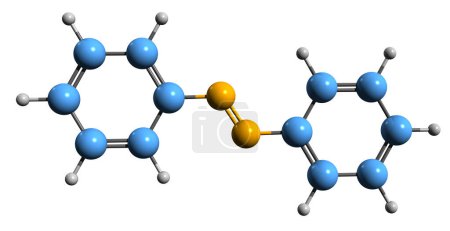 Téléchargez les photos : Image 3D de la formule squelettique de l'azobenzène - structure chimique moléculaire d'un composé chimique photocommutable isolé sur fond blanc - en image libre de droit