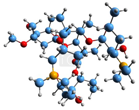 Photo for 3D image of Azithromycin skeletal formula - molecular chemical structure of antibiotic medication isolated on white background - Royalty Free Image